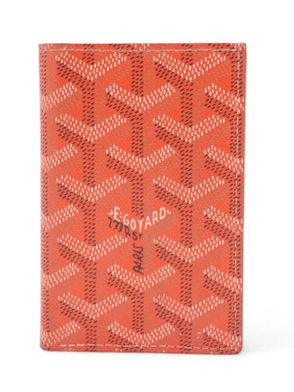 Goyard Herringbone Leather Card Case Orange